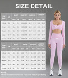 OMKAGI 2 Piece Workout Sets for Women Long Sleeve Padded Sports Bra High Waisted Gym Outfits with Pocket