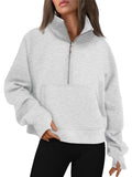 AUTOMET Womens Sweatshirts Half Zip Cropped Pullover Fleece Quarter Zipper Hoodies 2025 Fall Fashion Outfits Clothes