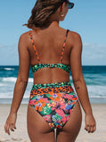 Hilinker Women's Leopard Bikini Swimsuits V Neck High Waisted 2 Piece Bathing Suits