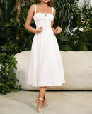 Floral Midi Corset Dress Wedding Guest Flowy Slit Lace Up Dresses for Women Tea Party A Line Casual Sundress
