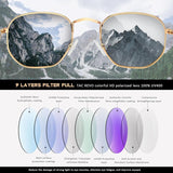 Polarized Sunglasses for Womens Men Trendy Square Hexagonal Flat Mirrored Sun Glasses UV Protection