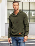 COOFANDY Mens Hoodies Pullover Casaul Long Sleeve Drawstring Waffle Knit Hooded Sweatshirt with Kanga Pocket