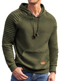 COOFANDY Mens Hoodies Pullover Casaul Long Sleeve Drawstring Waffle Knit Hooded Sweatshirt with Kanga Pocket