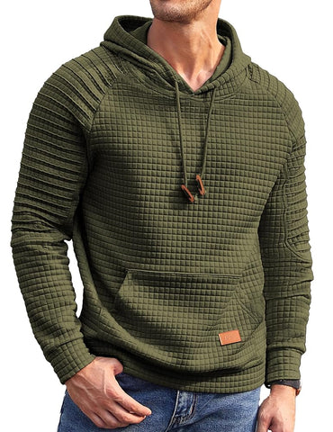 COOFANDY Mens Hoodies Pullover Casaul Long Sleeve Drawstring Waffle Knit Hooded Sweatshirt with Kanga Pocket