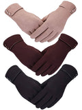 Patelai 3 Pairs Womens Gloves Winter Touchscreen Texting Phone Windproof Gloves Warm Fleece Lined Cold Weather