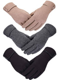 Patelai 3 Pairs Womens Gloves Winter Touchscreen Texting Phone Windproof Gloves Warm Fleece Lined Cold Weather