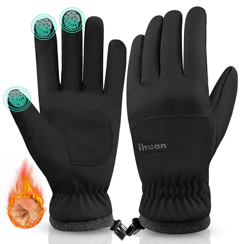 ihuan Winter Waterproof Ski Gloves Men Women, Snow Warm Cycling Cold Weather, Driving Biking Running