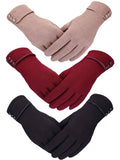Patelai 3 Pairs Womens Gloves Winter Touchscreen Texting Phone Windproof Gloves Warm Fleece Lined Cold Weather