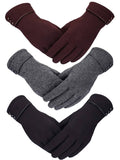 Patelai 3 Pairs Womens Gloves Winter Touchscreen Texting Phone Windproof Gloves Warm Fleece Lined Cold Weather