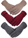 Patelai 3 Pairs Womens Gloves Winter Touchscreen Texting Phone Windproof Gloves Warm Fleece Lined Cold Weather