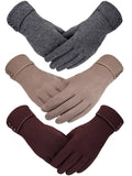 Patelai 3 Pairs Womens Gloves Winter Touchscreen Texting Phone Windproof Gloves Warm Fleece Lined Cold Weather