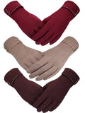 Patelai 3 Pairs Womens Gloves Winter Touchscreen Texting Phone Windproof Gloves Warm Fleece Lined Cold Weather