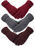 Patelai 3 Pairs Womens Gloves Winter Touchscreen Texting Phone Windproof Gloves Warm Fleece Lined Cold Weather