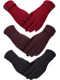 Patelai 3 Pairs Womens Gloves Winter Touchscreen Texting Phone Windproof Gloves Warm Fleece Lined Cold Weather