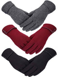Patelai 3 Pairs Womens Gloves Winter Touchscreen Texting Phone Windproof Gloves Warm Fleece Lined Cold Weather