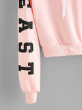 East Coast Graphic Cropped Drawstring Hoodie