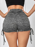 Drawstring Knot Side Marled Shorts