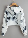 New York Graphic Tie-Dye Cropped Hoodie