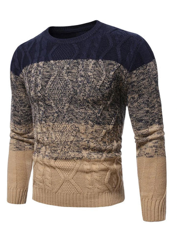 Mans Color Block Cable Knit Sweater