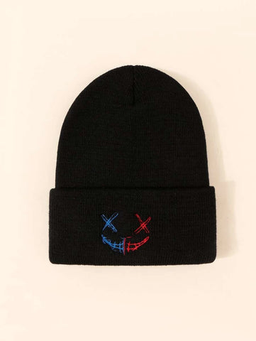 Men Two Tone Embroidered Beanie