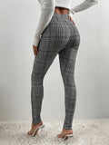 Plaid Wide Waistband Leggings