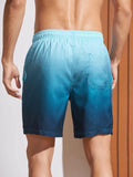 Mens Ombre Drawstring Waist Swim Trunks