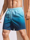 Mens Ombre Drawstring Waist Swim Trunks