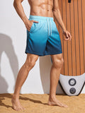 Mens Ombre Drawstring Waist Swim Trunks