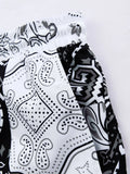 Men Random Paisley Print Drawstring Waist Swim Trunks