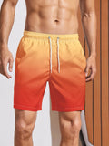 Mens Ombre Drawstring Waist Swim Trunks