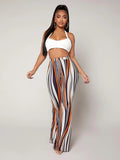 Striped High Waist Flared Leg Pants