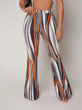 Striped High Waist Flared Leg Pants