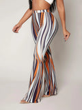 Striped High Waist Flared Leg Pants