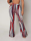 Striped High Waist Flared Leg Pants