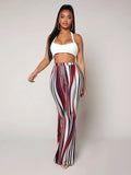 Striped High Waist Flared Leg Pants