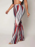 Striped High Waist Flared Leg Pants