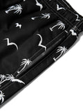 Men Coconut Tree & Bird Print Drawstring Waist Swim Trunks