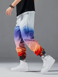 Men Building Print Ombre Drawstring Waist Pants