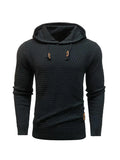 Men Patched Detail Drawstring Hooded Sweater