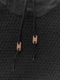 Men Patched Detail Drawstring Hooded Sweater