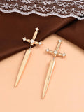 Rhinestone Décor Sword Design Earring Jackets