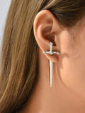 Rhinestone Décor Sword Design Earring Jackets