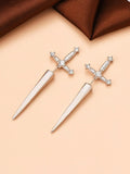 Rhinestone Décor Sword Design Earring Jackets