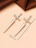 Rhinestone Décor Sword Design Earring Jackets