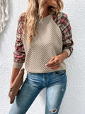 Plaid Raglan Sleeve Sweatshirt