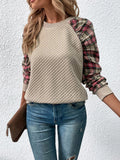 Plaid Raglan Sleeve Sweatshirt