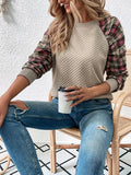 Plaid Raglan Sleeve Sweatshirt