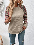 Plaid Raglan Sleeve Sweatshirt