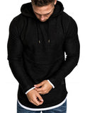 Men Contrast Trim Drawstring Hoodie