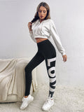 Letter Graphic Elastic Waist Leggings